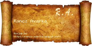 Rancz Avarka névjegykártya